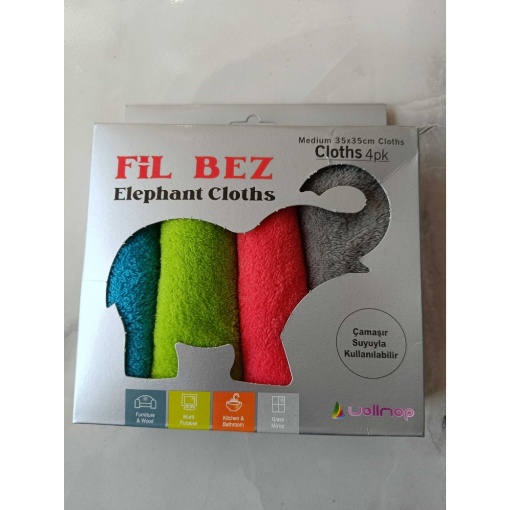 Welmop 4'lü Fil Bez 35x35 Cm resmi