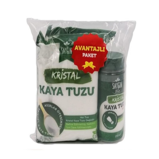 Saygın Kaya Tuzu + Tuzluk İkili Paket 250/500 Gr resmi