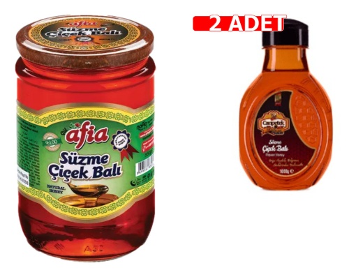 [Kampanya] Afia Süzme Çiçek Balı 850 Gr  + Canpetek Erzincan Süzme Çiçek Bal 1000 Gr  (2 Adet) resmi