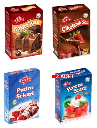 [Kampanya] Afia Pasta Seti - Krem Şanti + Kakao + Çikolatalı Sos + Pudra Şekeri resmi